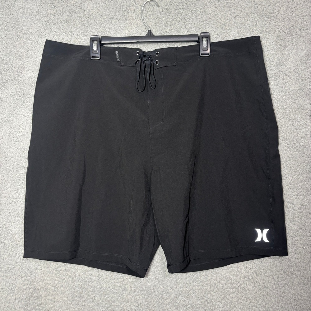Hurley Phantom Mens Black Board Shorts Performance Swim Trunks Size 42 Solid